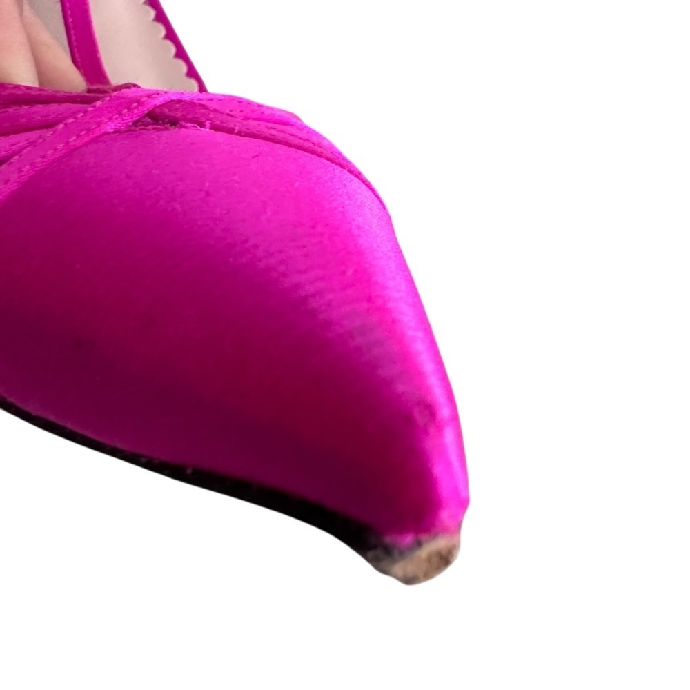 SJP Sarah Jessica Parker Fuchsia Pink Satin Ankle T-Strap Heels Size 6.5 36.5 - Picture 12 of 14